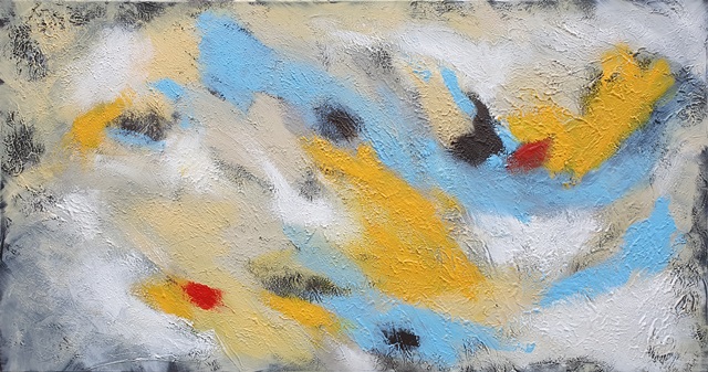 abstrakte Malerei originalwerk Querformat - beige -peggy liebenow